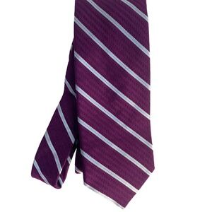 Brooks Brothers Silk Striped Necktie Burgundy Blue Fabric Woven in Italy Men
